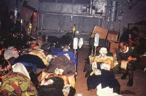 Injured from Sir Galahad in Ajax Bay Field Hospital