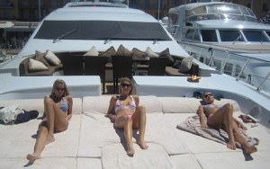 Collect photos showing Vincent Tchenguiz boat and Villa in St Tropez France. Pix : models on his yacht.  Copyright Photo  not know sent by Les Wilson UK mobile  07966 155 905  11.3.2011